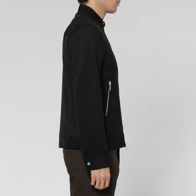 BARNEYS NEW YORK ポンチスエード素材ライダースジャケット BLACK