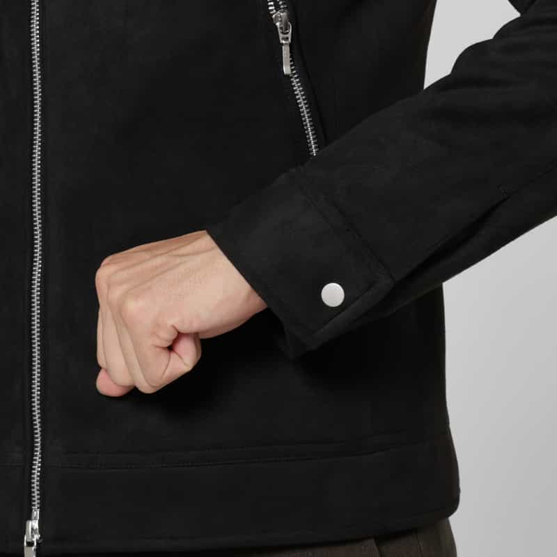 BARNEYS NEW YORK ポンチスエード素材ライダースジャケット BLACK