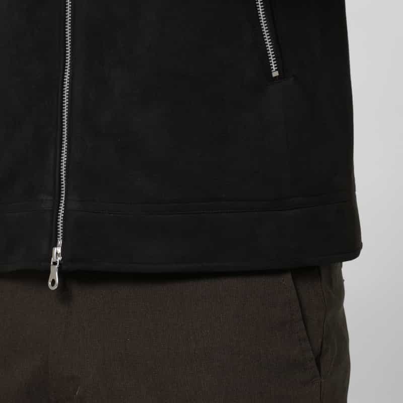 BARNEYS NEW YORK ポンチスエード素材ライダースジャケット BLACK