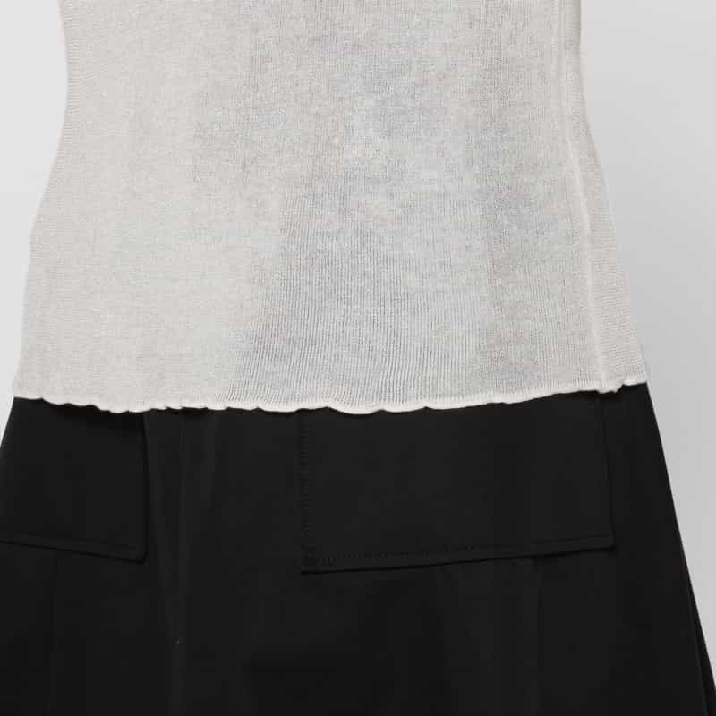 BARNEYS NEW YORK ウォッシャブル ハイネック シアーラメニットプルオーバー WHITE