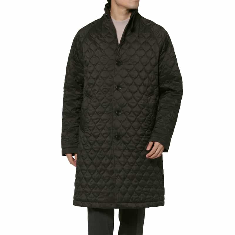 BARNEYS NEW YORK キルティング生地チェスターコート BLACK