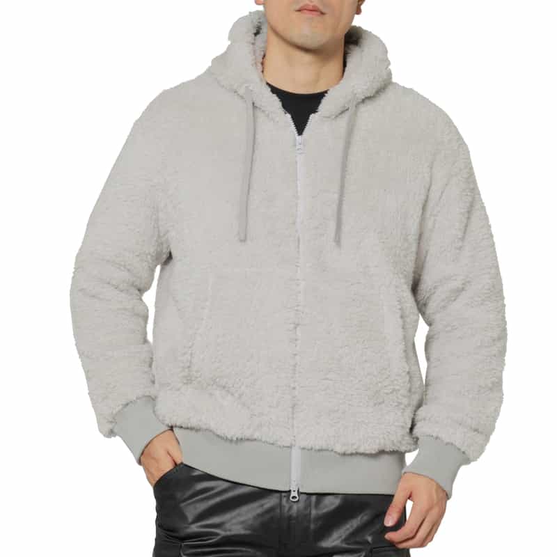 BARNEYS NEW YORK ボアフリース素材ジップアップブルゾン IVORY