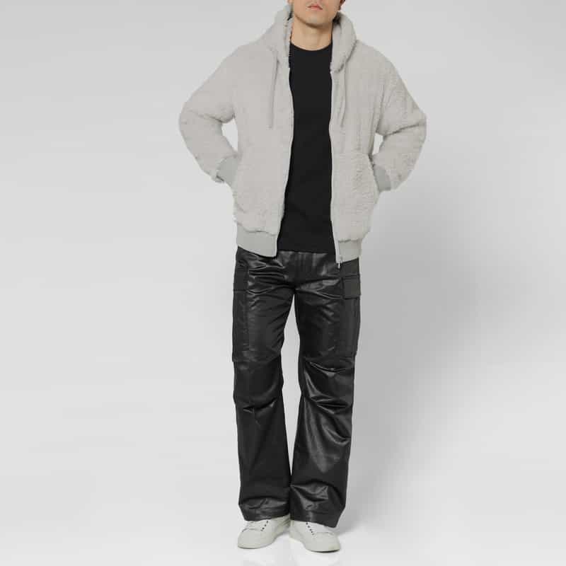 BARNEYS NEW YORK ボアフリース素材ジップアップブルゾン IVORY