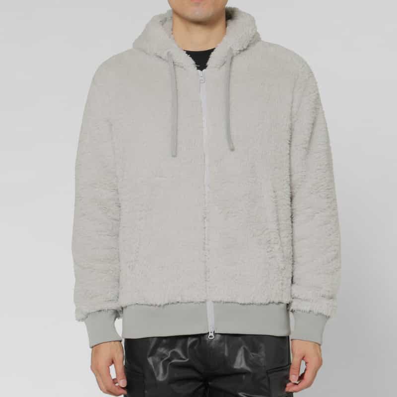 BARNEYS NEW YORK ボアフリース素材ジップアップブルゾン IVORY
