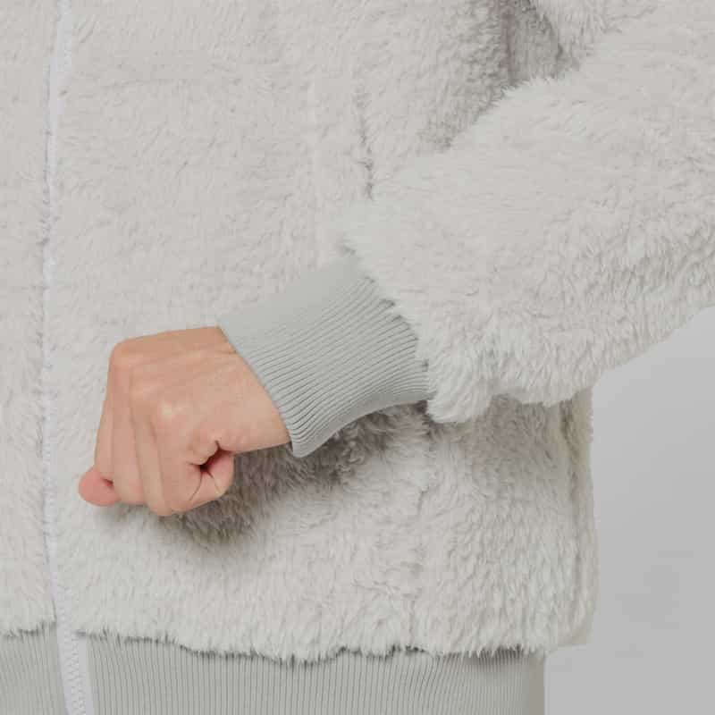 BARNEYS NEW YORK ボアフリース素材ジップアップブルゾン IVORY