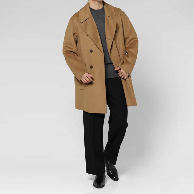 BARNEYS NEW YORK ダブルブレストロングコート CAMEL