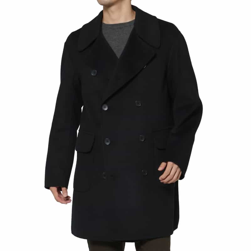 BARNEYS NEW YORK ダブルブレストロングコート NAVY