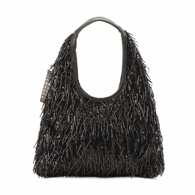 BARNEYS NEW YORK ビーズフリンジ ミニハンドバッグ BLACK