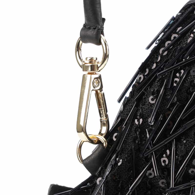 BARNEYS NEW YORK ビーズフリンジ ミニハンドバッグ BLACK