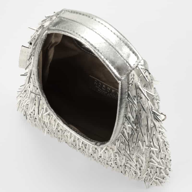 BARNEYS NEW YORK ビーズフリンジ ミニハンドバッグ SILVER