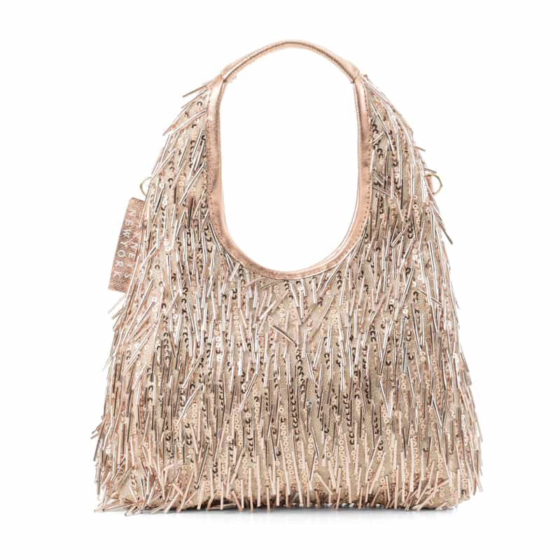 BARNEYS NEW YORK ビーズフリンジ ミニハンドバッグ GOLD