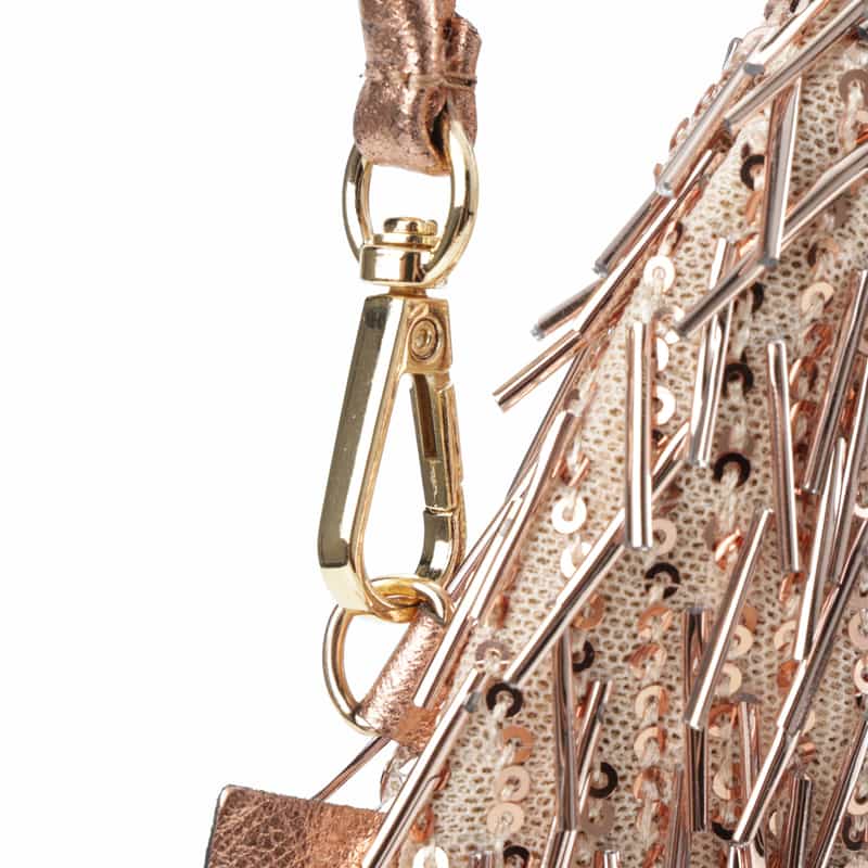 BARNEYS NEW YORK ビーズフリンジ ミニハンドバッグ GOLD