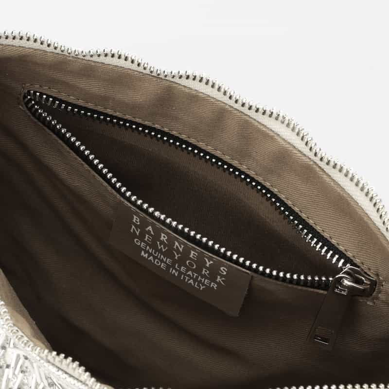 BARNEYS NEW YORK ビーズフリンジ クラッチバッグ SILVER