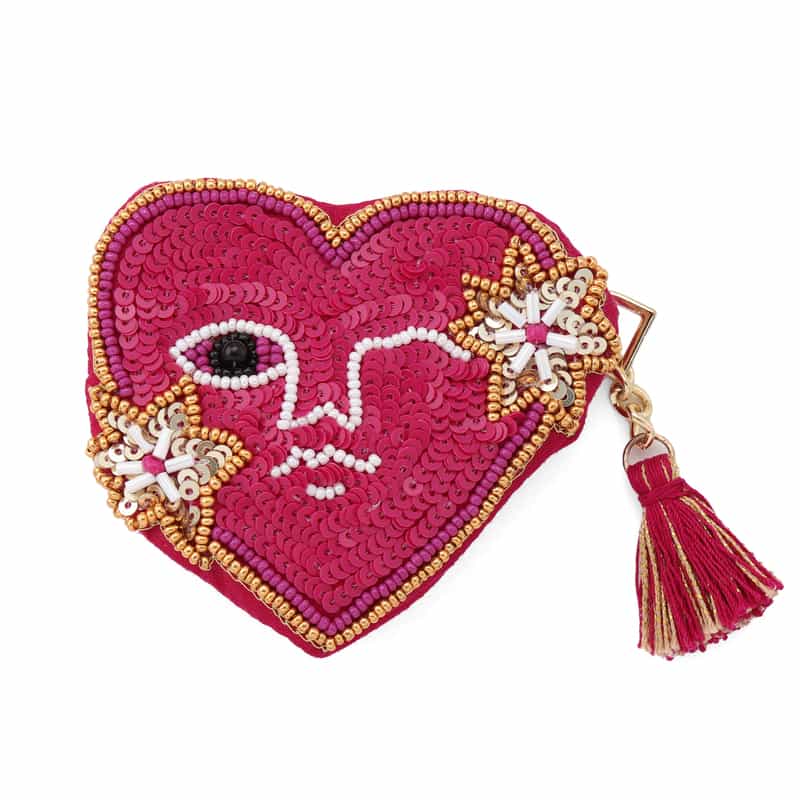 ALLTHELUCKINTHEWORLD ALLTHELUCKINTHEWORLD ＜オールザラックインザワールド＞  バーニーズ　ニューヨーク限定 ビーズ刺繍ポーチ “HEART" NONE(0000)