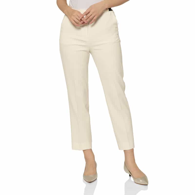BARNEYS NEW YORK ウォッシャブル バックウエストゴム テーパードパンツ IVORY