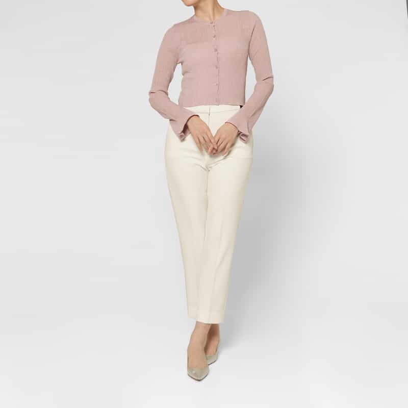 BARNEYS NEW YORK ウォッシャブル バックウエストゴム テーパードパンツ IVORY