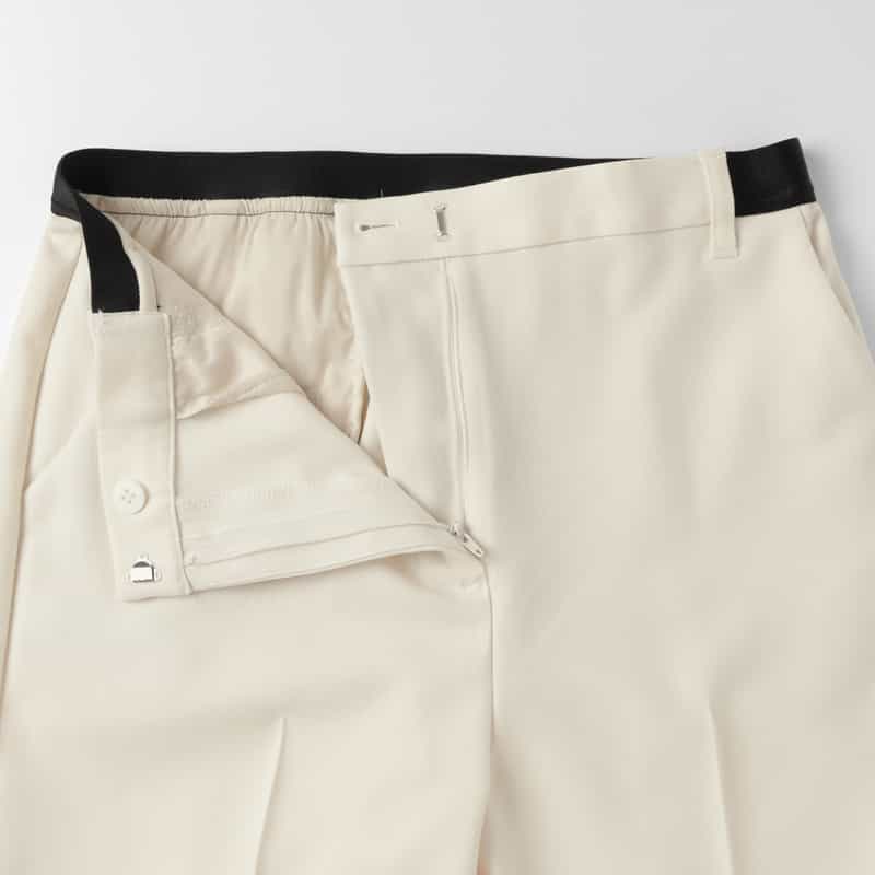 BARNEYS NEW YORK ウォッシャブル バックウエストゴム テーパードパンツ IVORY