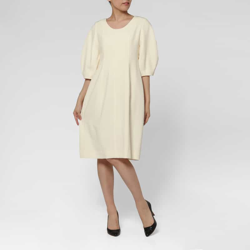 BARNEYS NEW YORK セットアップ ハーフスリーブ切替ドレス OFF WHITE