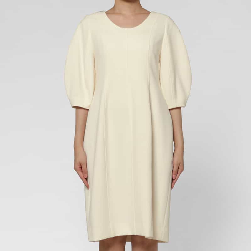 BARNEYS NEW YORK セットアップ ハーフスリーブ切替ドレス OFF WHITE
