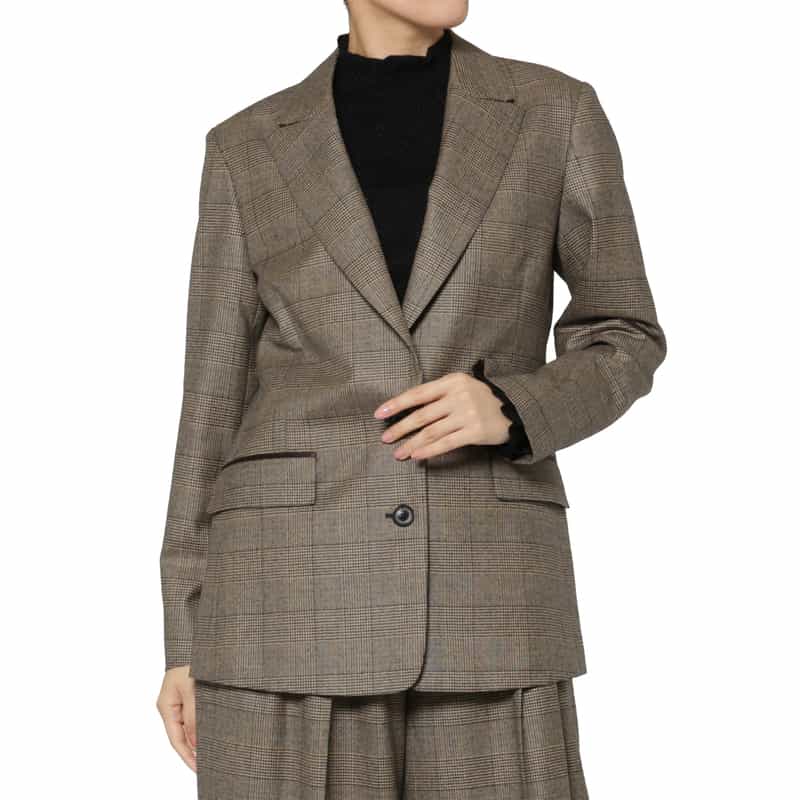 BARNEYS NEW YORK セットアップ グレンチェック柄テーラードジャケット BROWN
