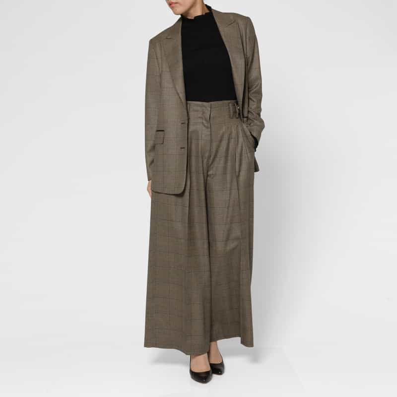 BARNEYS NEW YORK セットアップ グレンチェック柄テーラードジャケット BROWN