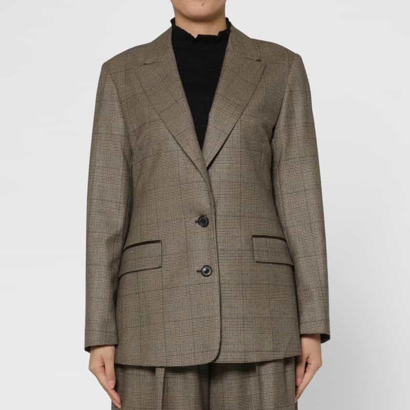 BARNEYS NEW YORK セットアップ グレンチェック柄テーラードジャケット BROWN