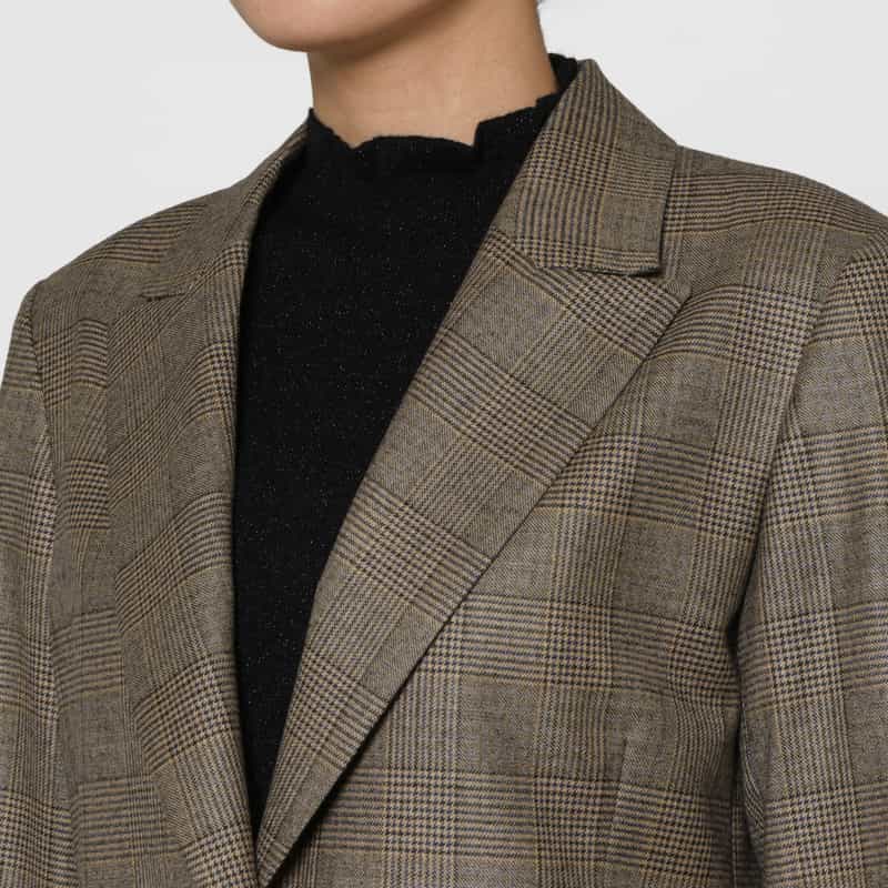 BARNEYS NEW YORK セットアップ グレンチェック柄テーラードジャケット BROWN