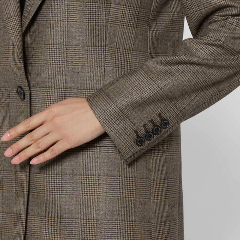 BARNEYS NEW YORK セットアップ グレンチェック柄テーラードジャケット BROWN
