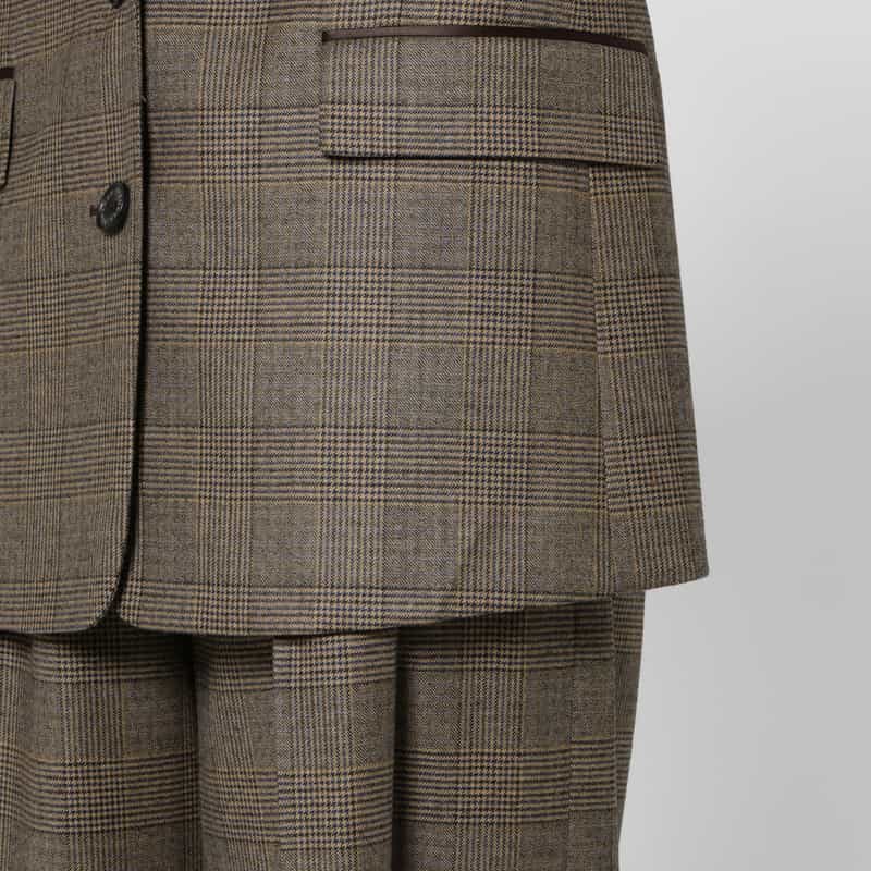 BARNEYS NEW YORK セットアップ グレンチェック柄テーラードジャケット BROWN