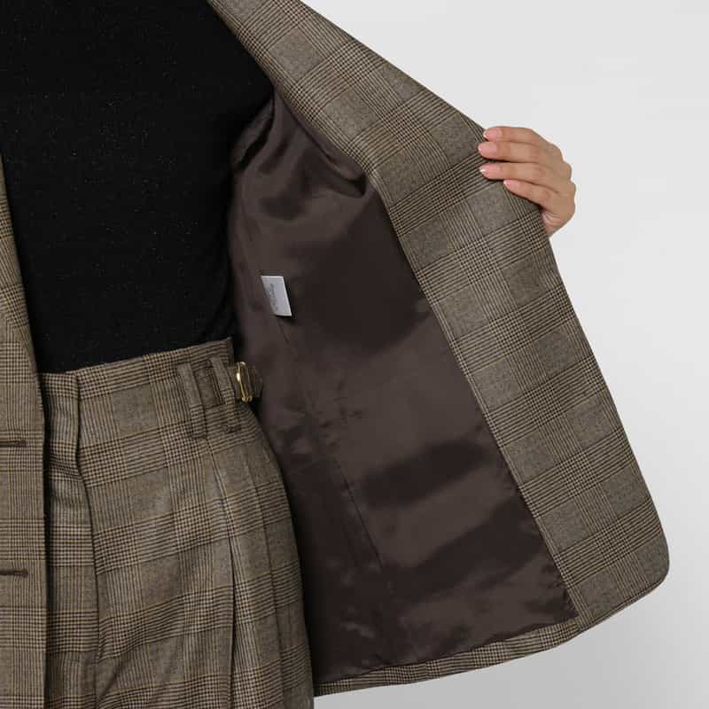 BARNEYS NEW YORK セットアップ グレンチェック柄テーラードジャケット BROWN