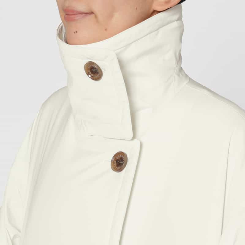 BARNEYS NEW YORK フェイクファー襟付き中綿入りダブルブレストコート WHITE