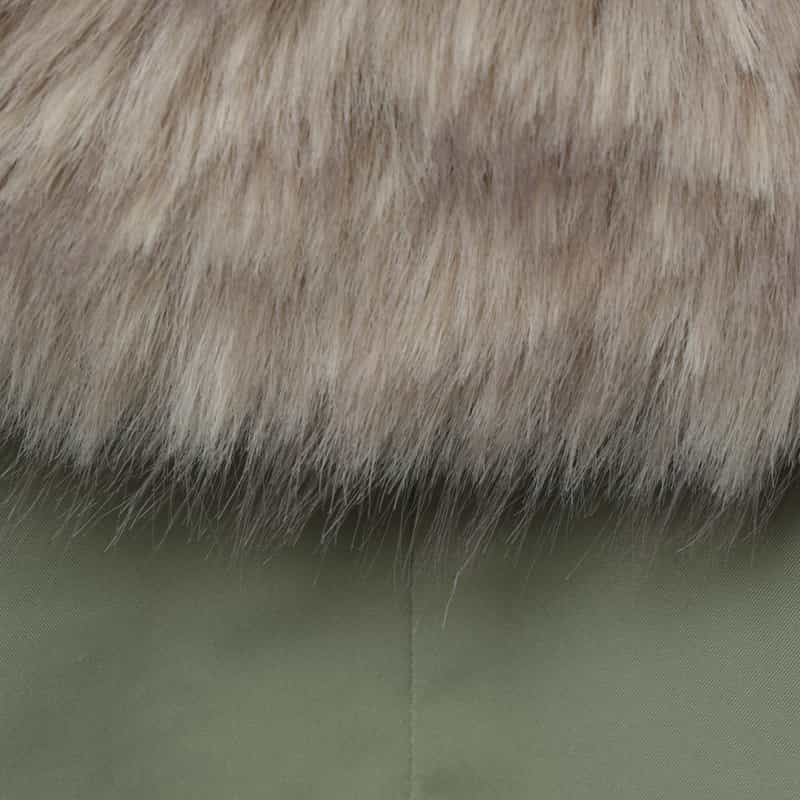 BARNEYS NEW YORK フェイクファー襟付き中綿入りダブルブレストコート KHAKI