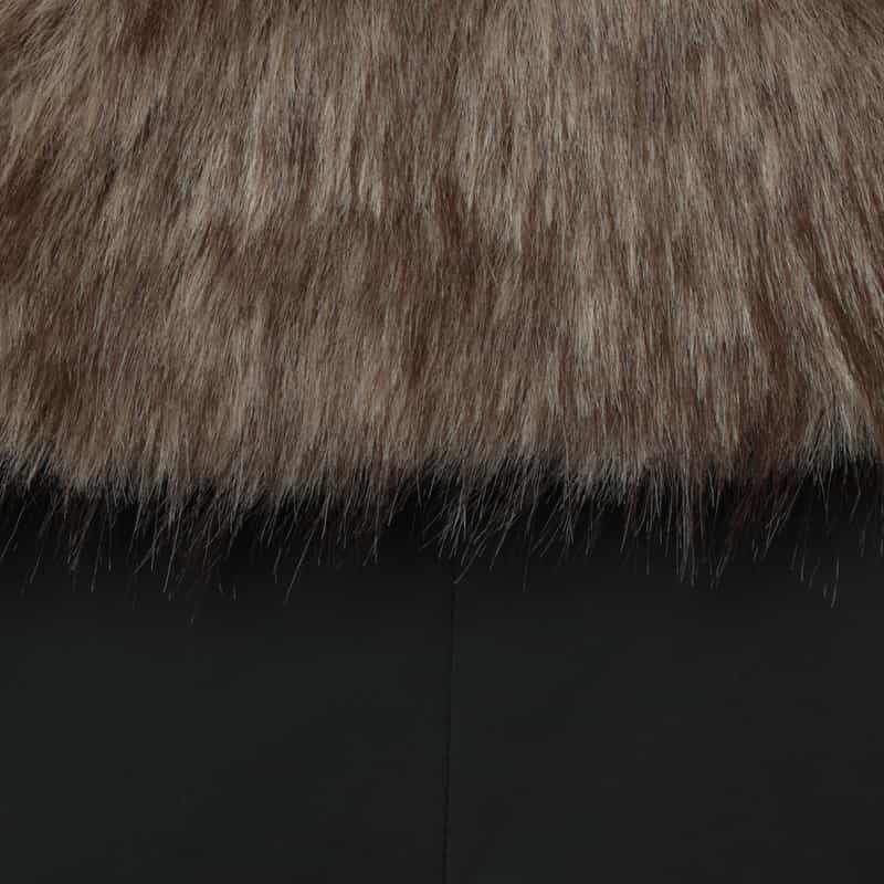 BARNEYS NEW YORK フェイクファー襟付き中綿入りダブルブレストコート BLACK