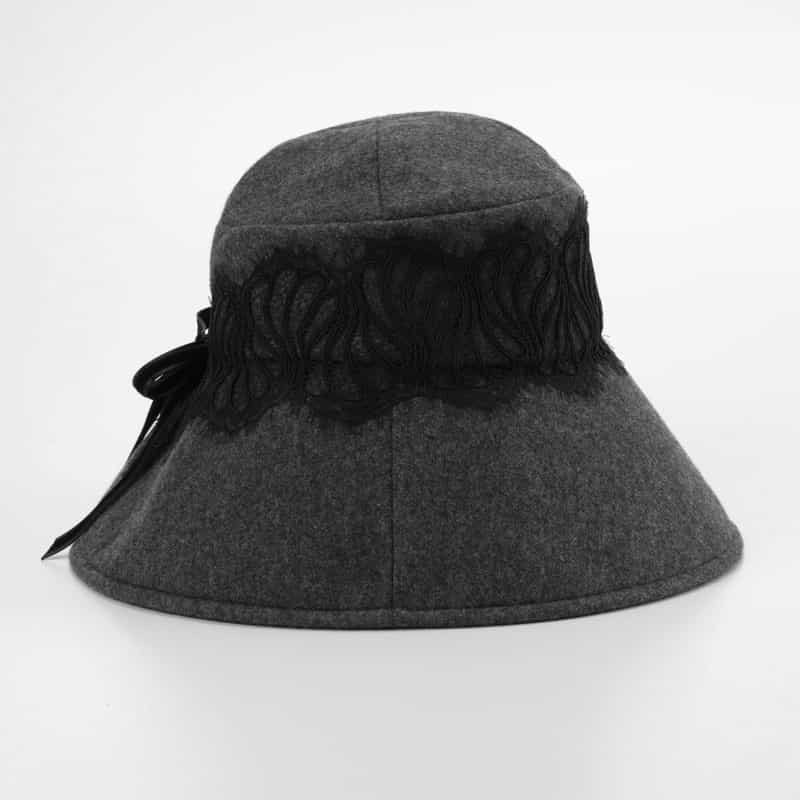 ATHENA NEW YORK ATHENA NEW YORK＜アシーナ ニューヨーク＞ レース付きキャペリンハット “PAISLEY“ DARK GRAY
