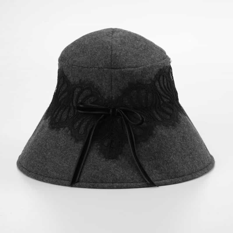 ATHENA NEW YORK ATHENA NEW YORK＜アシーナ ニューヨーク＞ レース付きキャペリンハット “PAISLEY“ DARK GRAY