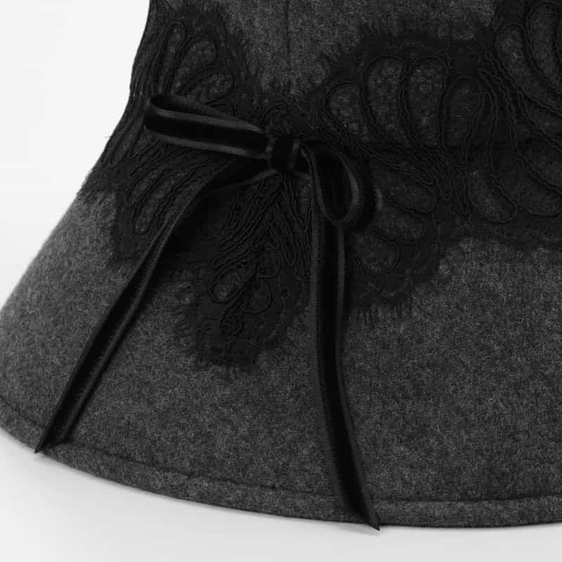 ATHENA NEW YORK ATHENA NEW YORK＜アシーナ ニューヨーク＞ レース付きキャペリンハット “PAISLEY“ DARK GRAY