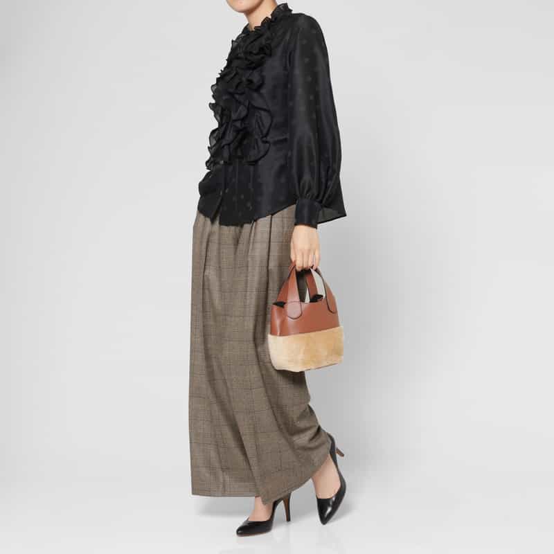 RIPANI RIPANI＜リパーニ＞ コンビネーションハンドバッグ “ANNA“ LIGHT BROWN
