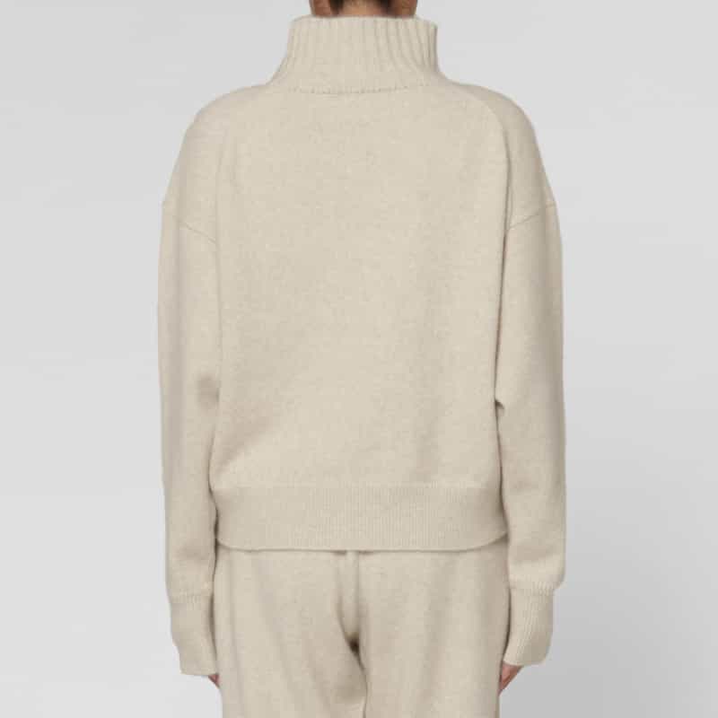 BARNEYS NEW YORK セットアップ フォックス混ファンシーヤーンニット ハイネックニットプルオーバー WHITE