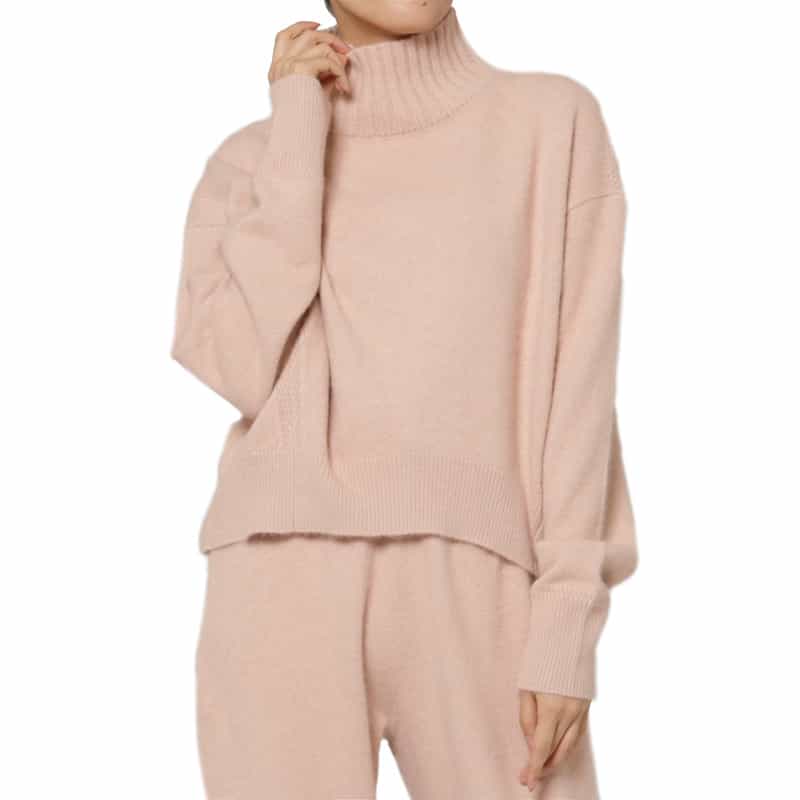 BARNEYS NEW YORK セットアップ フォックス混ファンシーヤーンニット ハイネックニットプルオーバー PINK