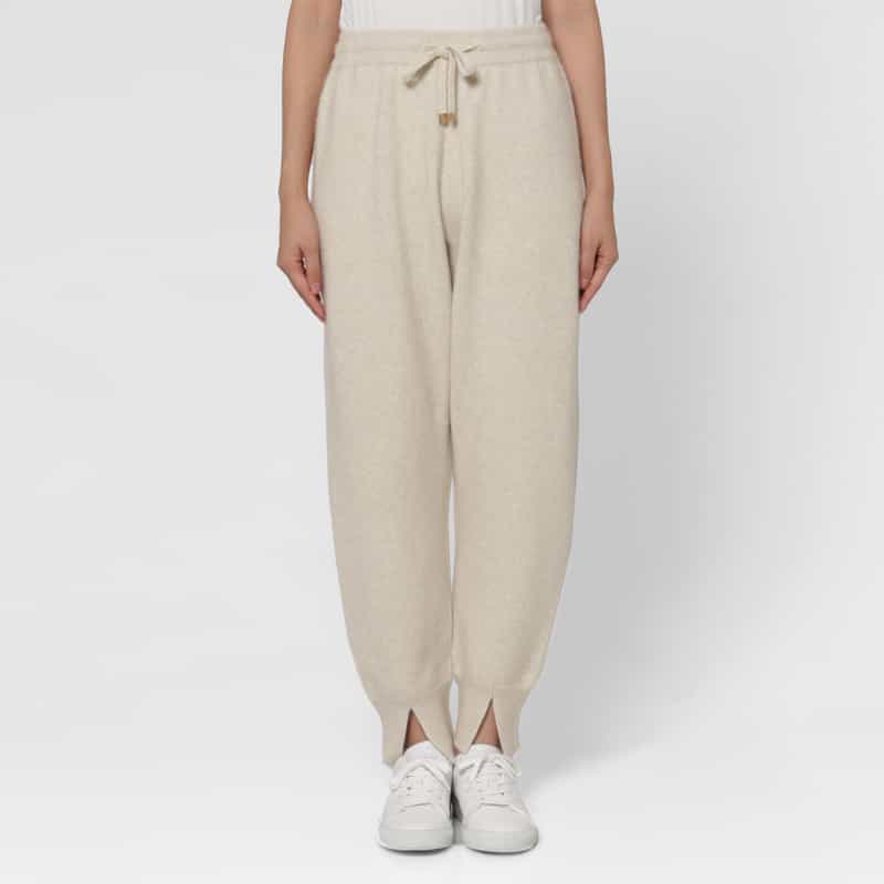 BARNEYS NEW YORK セットアップ フォックス混ファンシーヤーンニット ジョガーパンツ WHITE