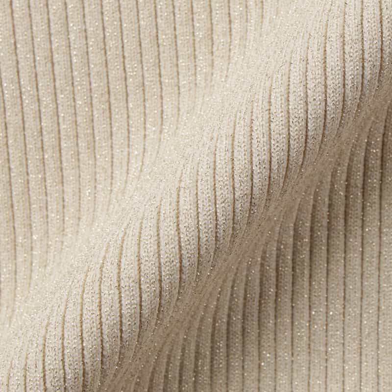 BARNEYS NEW YORK ウォッシャブル ツイストデザイン フリルヘム ラメニットプルオーバー WHITE