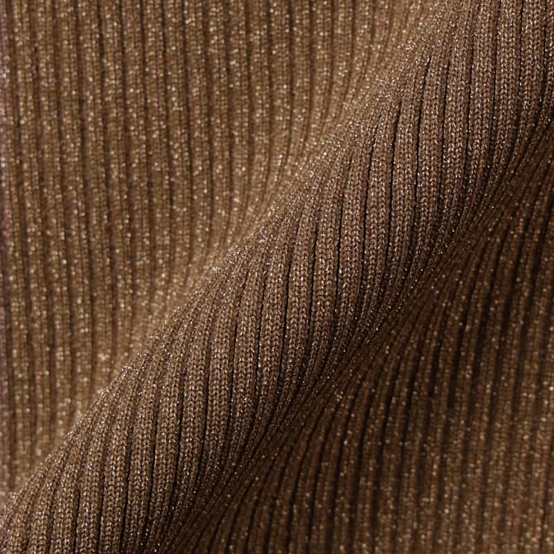 BARNEYS NEW YORK ウォッシャブル ツイストデザイン フリルヘム ラメニットプルオーバー BEIGE