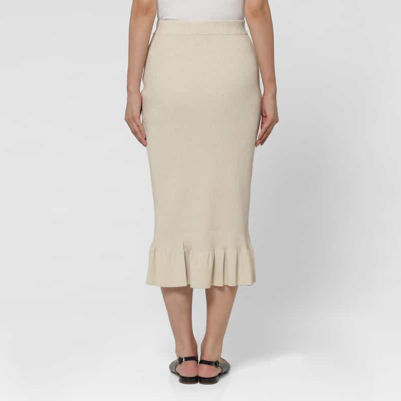 BARNEYS NEW YORK ウォッシャブル ラメニット マーメイドスカート WHITE