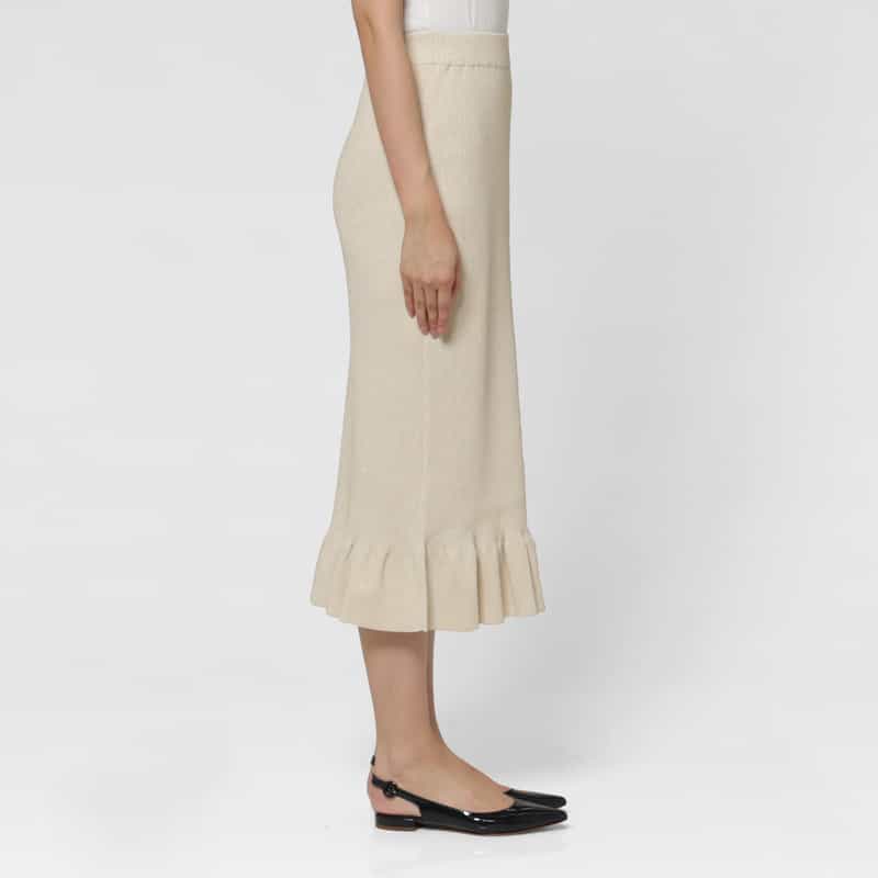 BARNEYS NEW YORK ウォッシャブル ラメニット マーメイドスカート WHITE