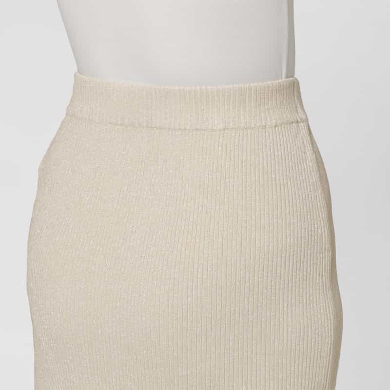 BARNEYS NEW YORK ウォッシャブル ラメニット マーメイドスカート WHITE