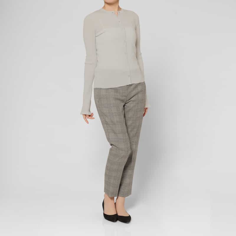 BARNEYS NEW YORK カシミヤ混シアーラメリブニットカーディガン WHITE