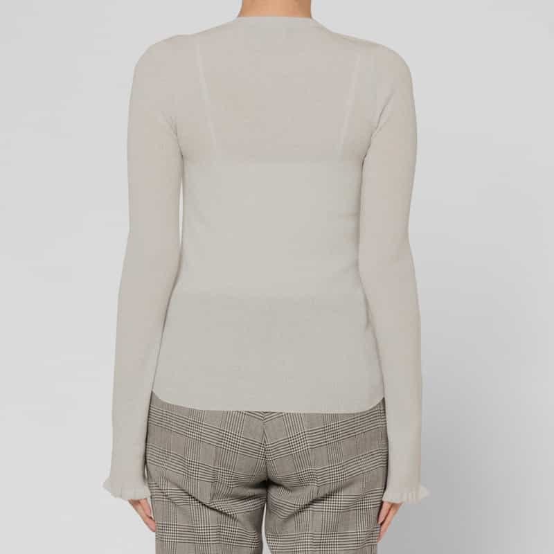 BARNEYS NEW YORK カシミヤ混シアーラメリブニットカーディガン WHITE