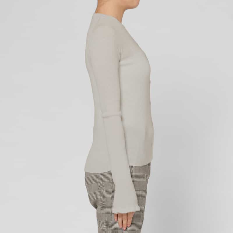 BARNEYS NEW YORK カシミヤ混シアーラメリブニットカーディガン WHITE