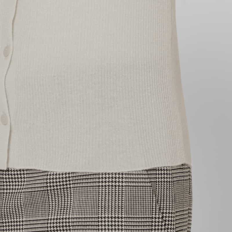 BARNEYS NEW YORK カシミヤ混シアーラメリブニットカーディガン WHITE