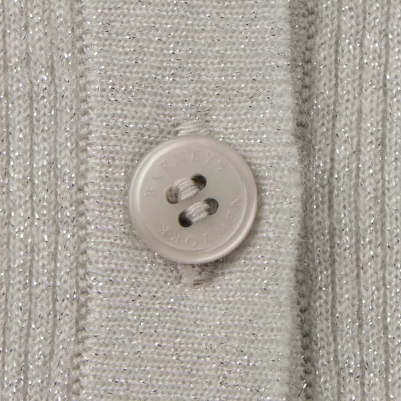 BARNEYS NEW YORK カシミヤ混シアーラメリブニットカーディガン WHITE